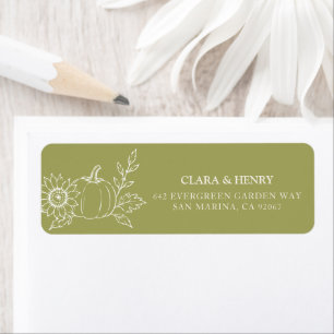 Olive Green Pumpkin Fall Wedding Address Label Return Address Label