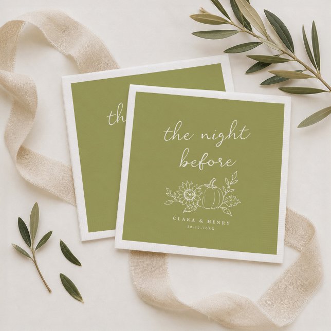 Olive Green Pumpkin Rehearsal Dinner Napkins (Creator Uploaded)