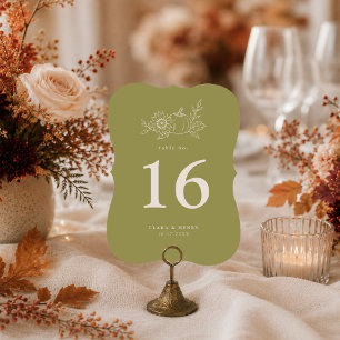 Olive Green Pumpkin Sunflower Die Cut Table Number