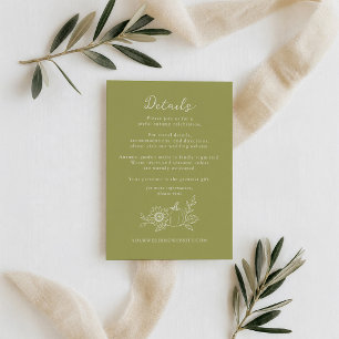 Olive Green Pumpkin Sunflower Fall Wedding Details Enclosure Card
