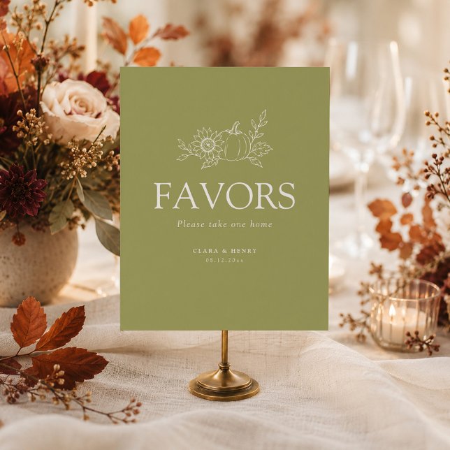 Olive Green Pumpkin Sunflower Favours Sign (Creator Uploaded)