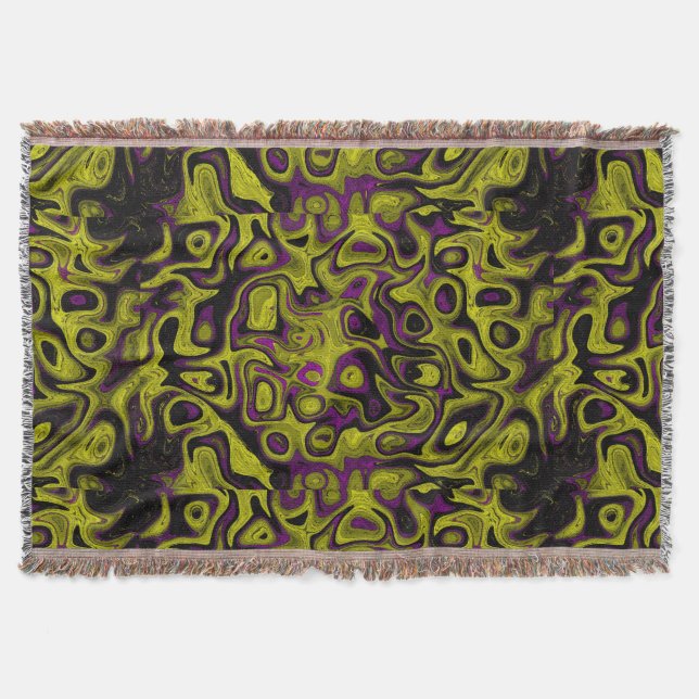 Olive Green Purple Fire Stone Throw Blanket (Front)