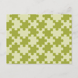 Olive Green Puzzle Piece Geometric Seamless  Postcard