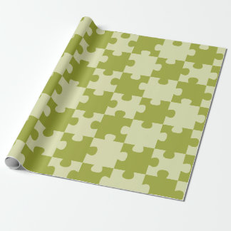 Olive Green Puzzle Piece Geometric Seamless Wrapping Paper