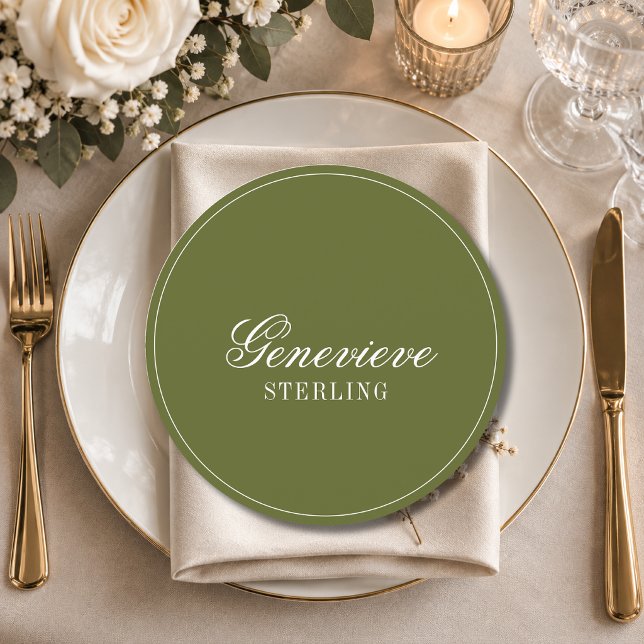 Olive Green Quiet Round Wedding Guest Place Program (Creator Uploaded)
