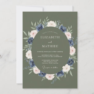 Olive Green Refined Winter Wedding Invitation