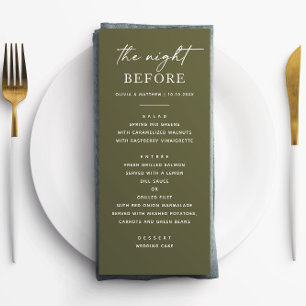 Olive Green Rehearsal Dinner   Rustic Night Before Menu