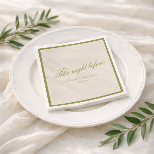 Olive Green Rehearsal Dinner Wedding Napkins