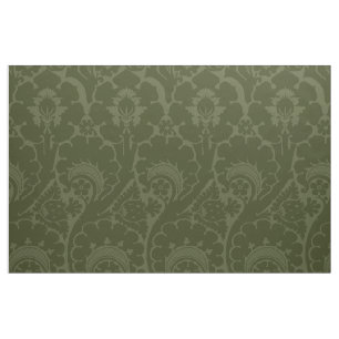 Olive Green Renaissance Floral Fabric