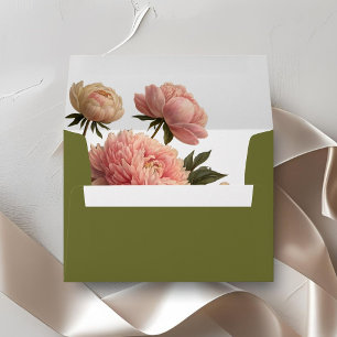 Olive Green & Rose Wedding Envelope
