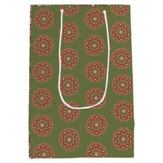Olive green rosemaling medium gift bag
