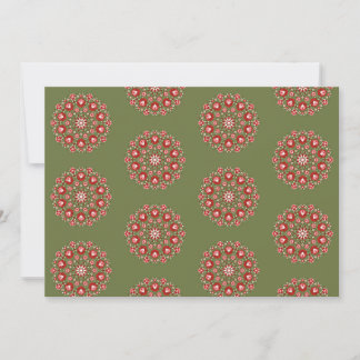 Olive green rosemaling thank you card
