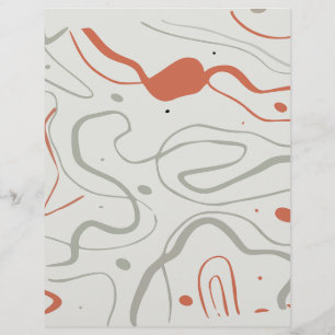 Olive green & Rust Abstract Paper: