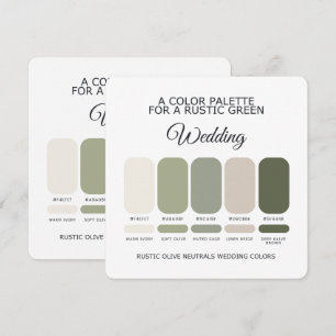 Olive Green Rustic Wedding Colour Palette Card