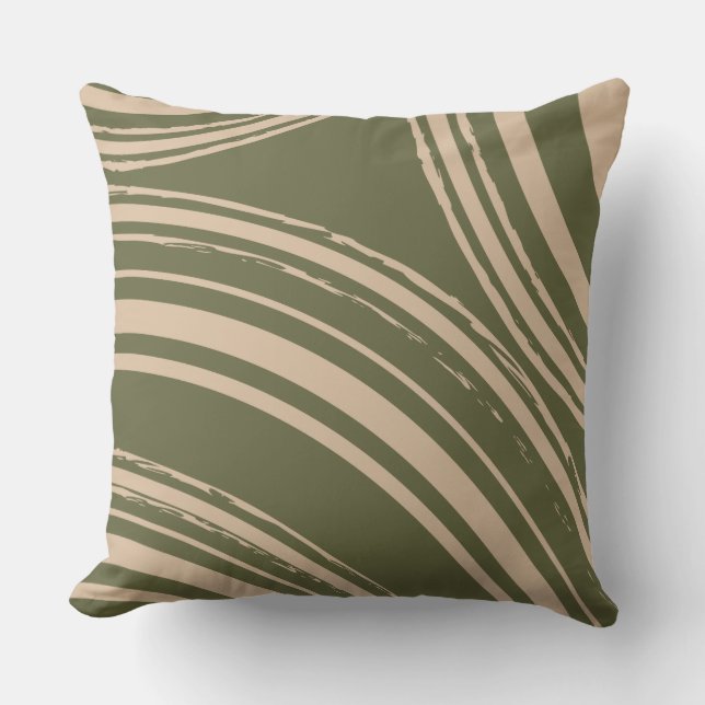 Olive Green Sand Wave Circles Cushion (Front)