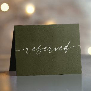 Olive green script minimalist wedding reserved