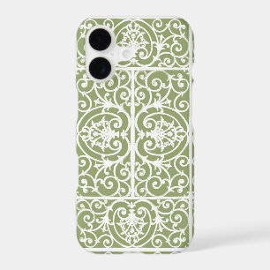 Olive green scrollwork pattern