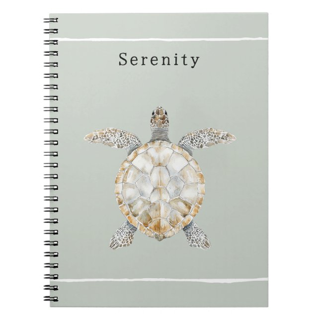 Olive Green Sea Turtle Personalised  Notebook (Front)