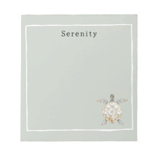 Olive Green Sea Turtle Personalised Notepad