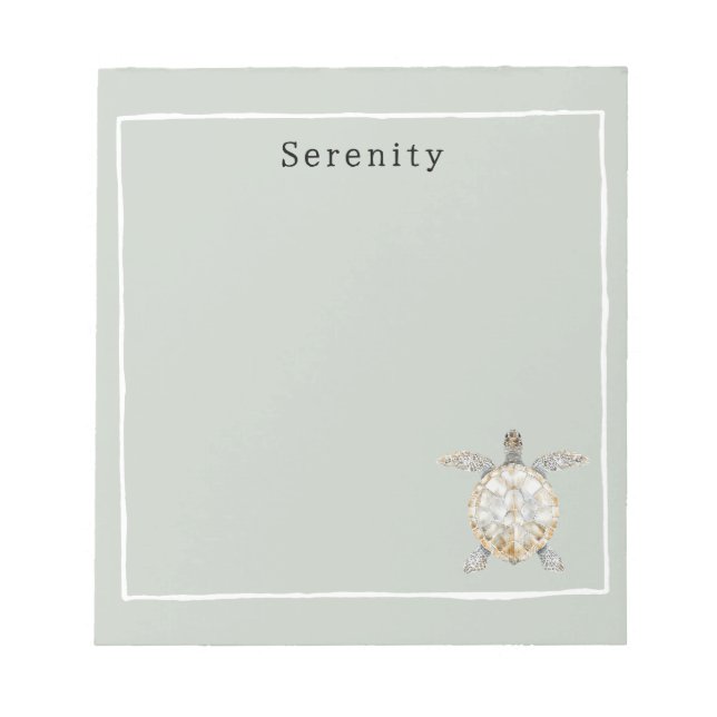 Olive Green Sea Turtle Personalised  Notepad (Front)