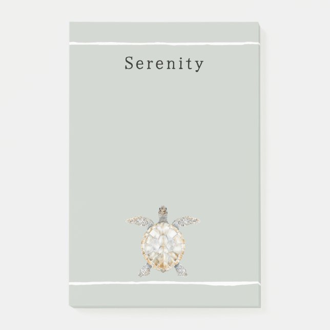 Olive Green Sea Turtle Personalised  Post-it Notes (Front)