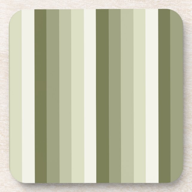 Olive green shadow stripes coaster (Front)
