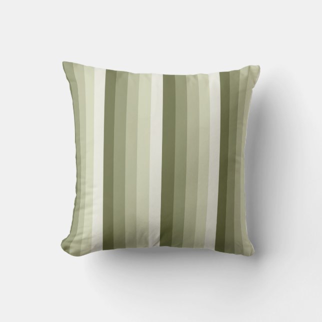 Olive green shadow stripes cushion (Front)