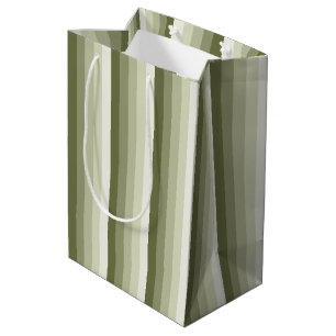 Olive green shadow stripes medium gift bag