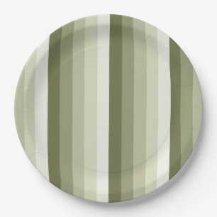 Olive green shadow stripes paper plate