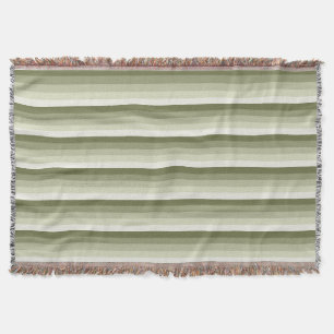 Olive green shadow stripes throw blanket