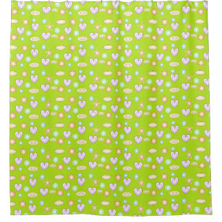 Olive green Shapes  Shower Curtain