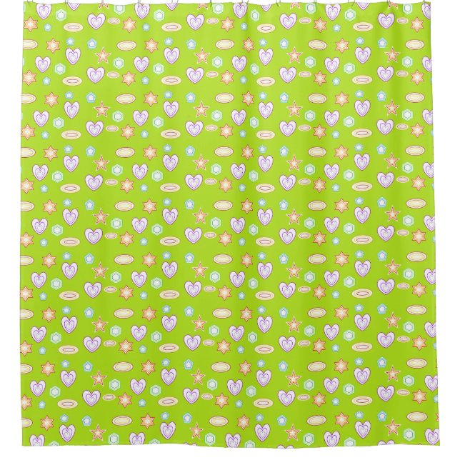 Olive green Shapes  Shower Curtain (Front)