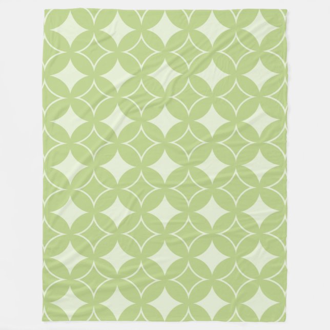 Olive green shippo pattern fleece blanket (Front)