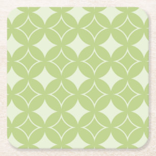 Olive green shippo pattern square paper coaster