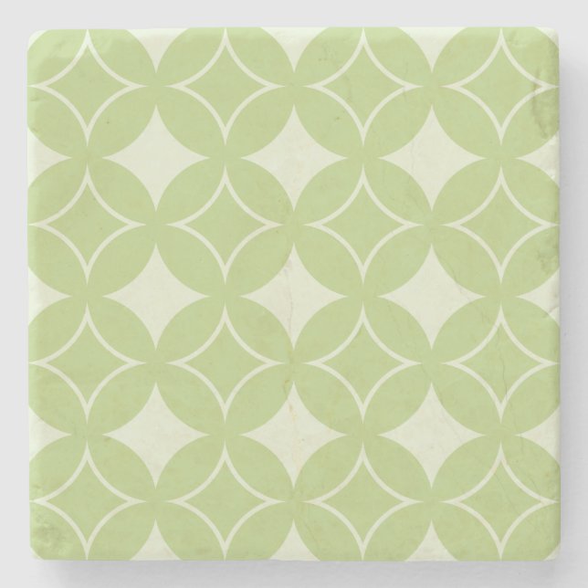 Olive green shippo pattern stone coaster (Front)