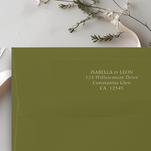 Olive Green | Simple Wedding Return Address Label (Creator Uploaded)