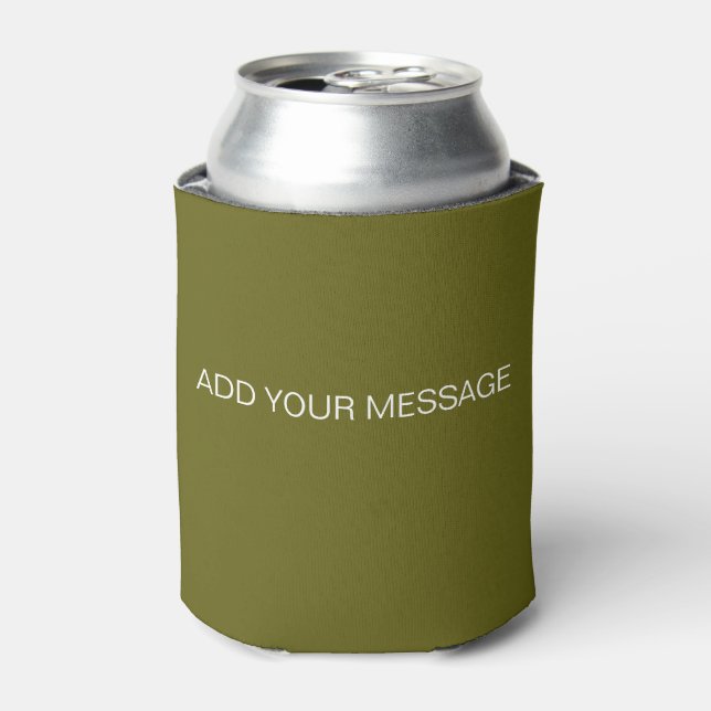 Olive Green Solid Colour Can Cooler (Can Front)