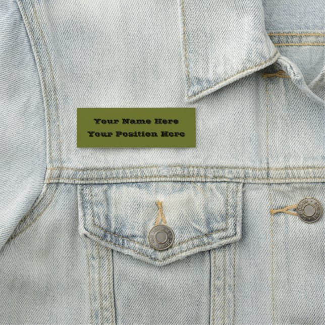 Olive Green Solid Colour Name Tag (In Situ)