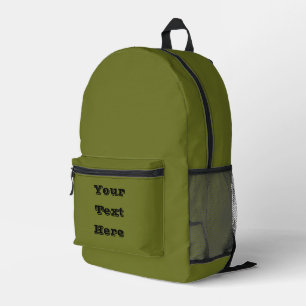 Olive Green Solid Colour Printed Backpack