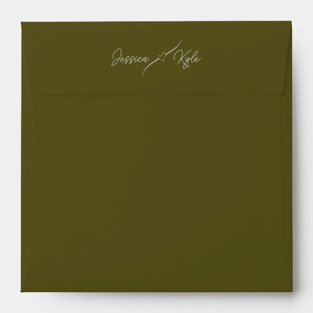 Olive Green Solid Stationery Coloured Envelope (Back (Top Flap))