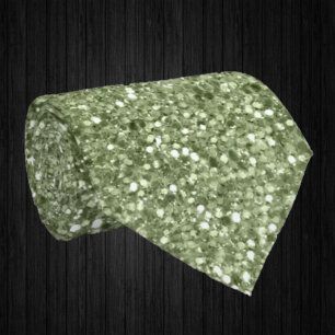 Olive Green Sparkles Faux Glitter Fancy Luxury  Tie