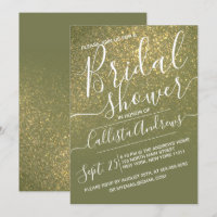 Olive Green Sparkly Glitter Ombre Bridal Shower