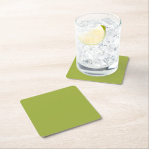 Olive Green Square Paper Coaster