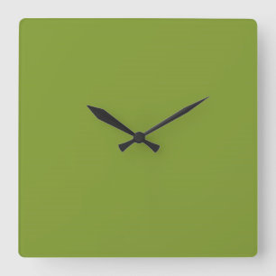 Olive Green Square Wall Clock