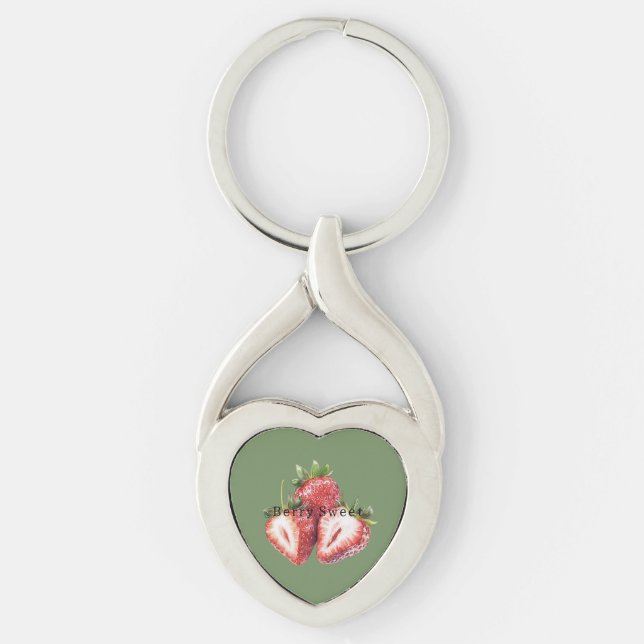Olive Green Strawberries Berry Sweet   Key Ring (Front)