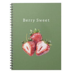 Olive Green Strawberries Berry Sweet Notebook