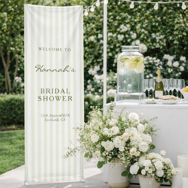 Olive Green Stripe Bridal Shower Banner (Creator Uploaded)