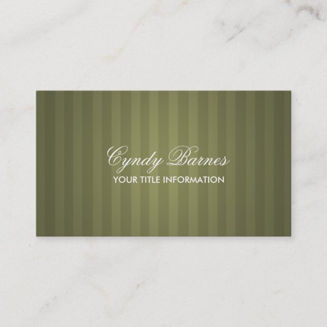 Olive Green Stripe Business Card (Front)