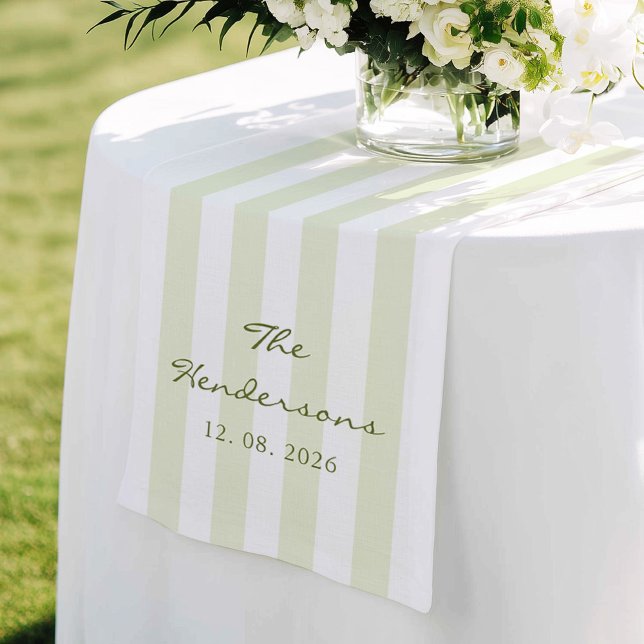 Olive Green Stripe Wedding Medium Table Runner (Creator Uploaded)