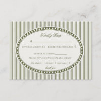 Olive Green Striped Harlequin Pattern Wedding RSVP